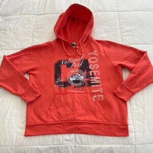 Hoodie Women Large Red Yosemite National Park California Kangaroo Pocket